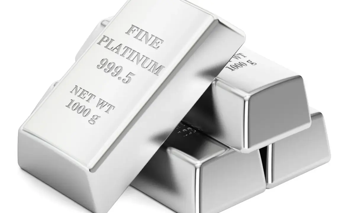 Stos sztabek czystej platyny, każda o wadze 1000 g.