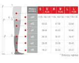 Tabela rozmiarów rajstop z pomiarami nóg. Wybierz odpowiedni rozmiar S, M, L lub PLUS.