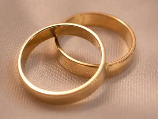 Dwie złote obrączki, symbol miłości. Zastanawiasz się, ile waży złota obrączka?