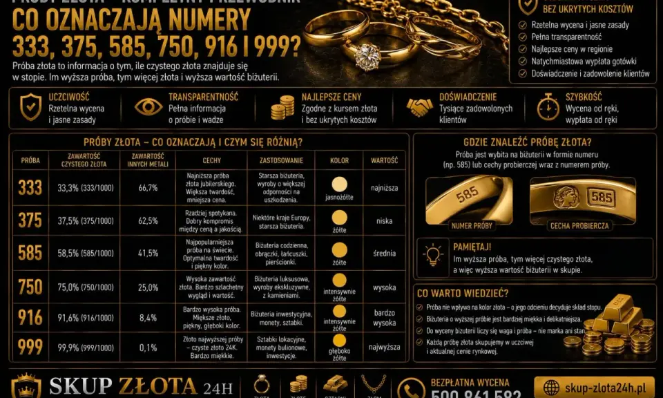 Złota obrączka z wybitym numerem próby 585, symbolizująca wysoką wartość biżuterii.