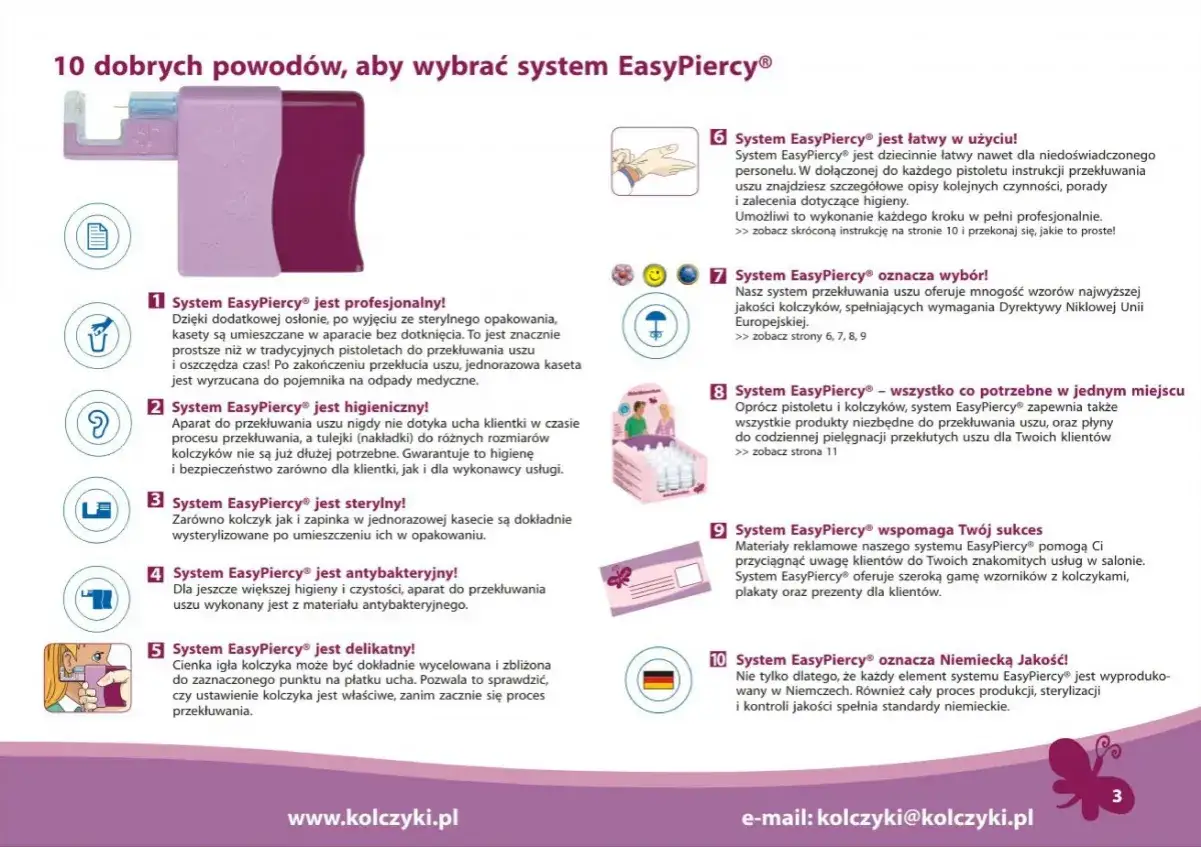 System EasyPiercy: profesjonalne, higieniczne i sterylne przekłuwanie uszu. Dowiedz się, ile kosztuje przekłucie uszu tym systemem i jakie ma zalety.