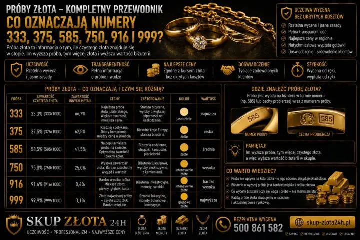 Złota obrączka z wybitym numerem próby 585, symbolizująca wysoką wartość biżuterii.